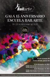 21 y 22 de diciembre. <br>GALA 15 ANIVERSARIO ESCUELA BAILARTE.