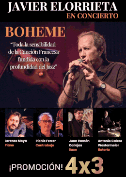 13 de Junio<br>JAVIER ELORRIETA EN CONCIERTO. BOHEME.